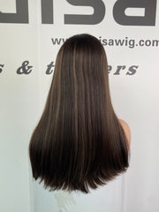 Ruisa Jewish wig wholesale shop |Natural black human hair wig with blonde mixed | Russian raw hair made